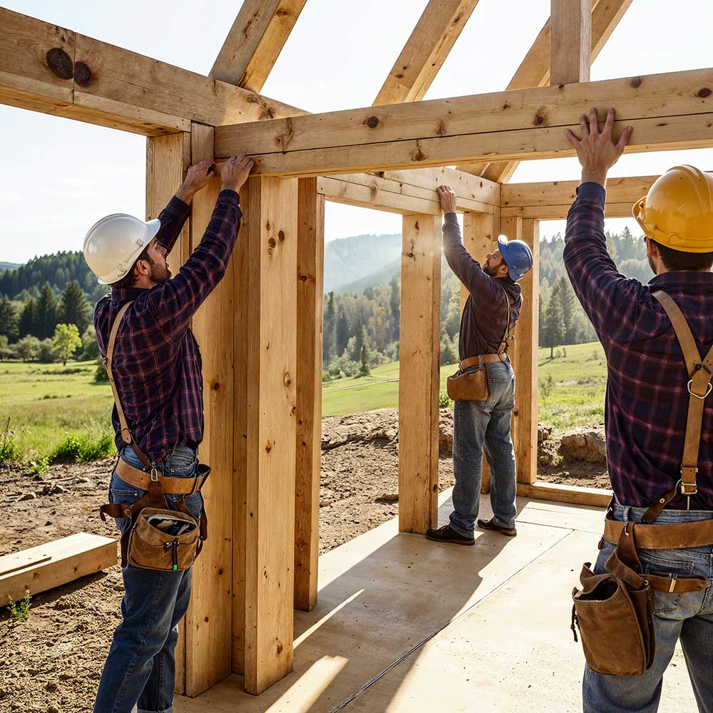 obreros construyendo una casa